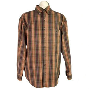 CE Schmidt Workwear Shirt Men L Green Plaid Cotton Blend Button Down Pocket